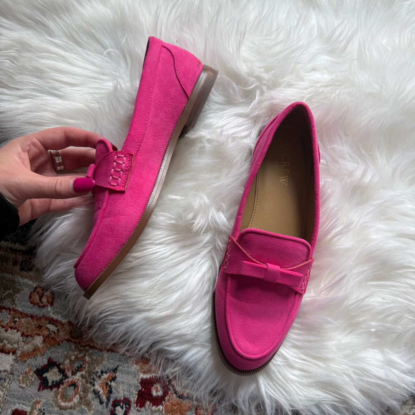 J. Crew Classic Pink Suede Loafers - Size 7