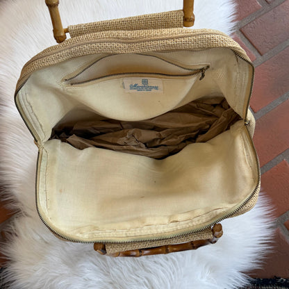 Vintage 1960s Woven Bag with Embroidery Details