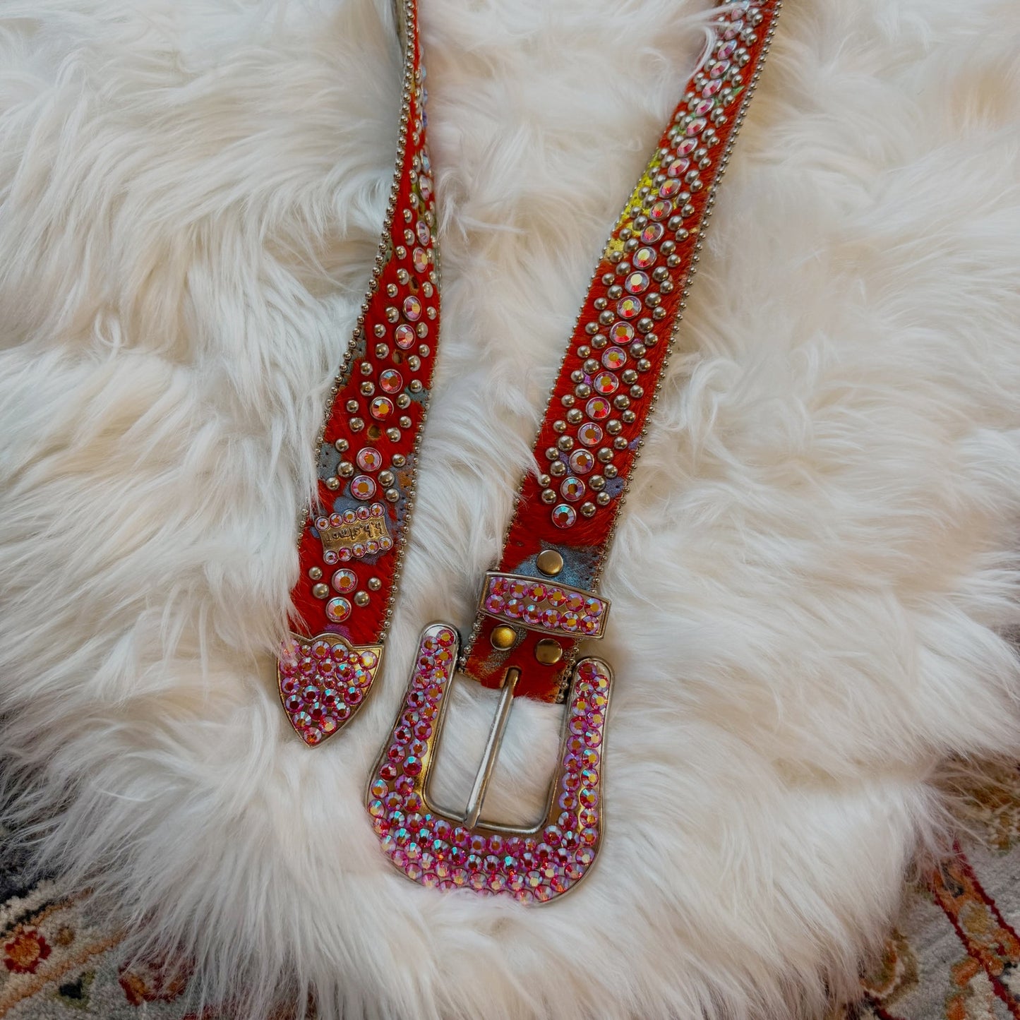 B.B. Simon Vintage  Swarovski Crystal & Leather Belt - Rare, Western