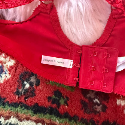 Empreinte Designer Red Lace Bra - 30DDD (30F)