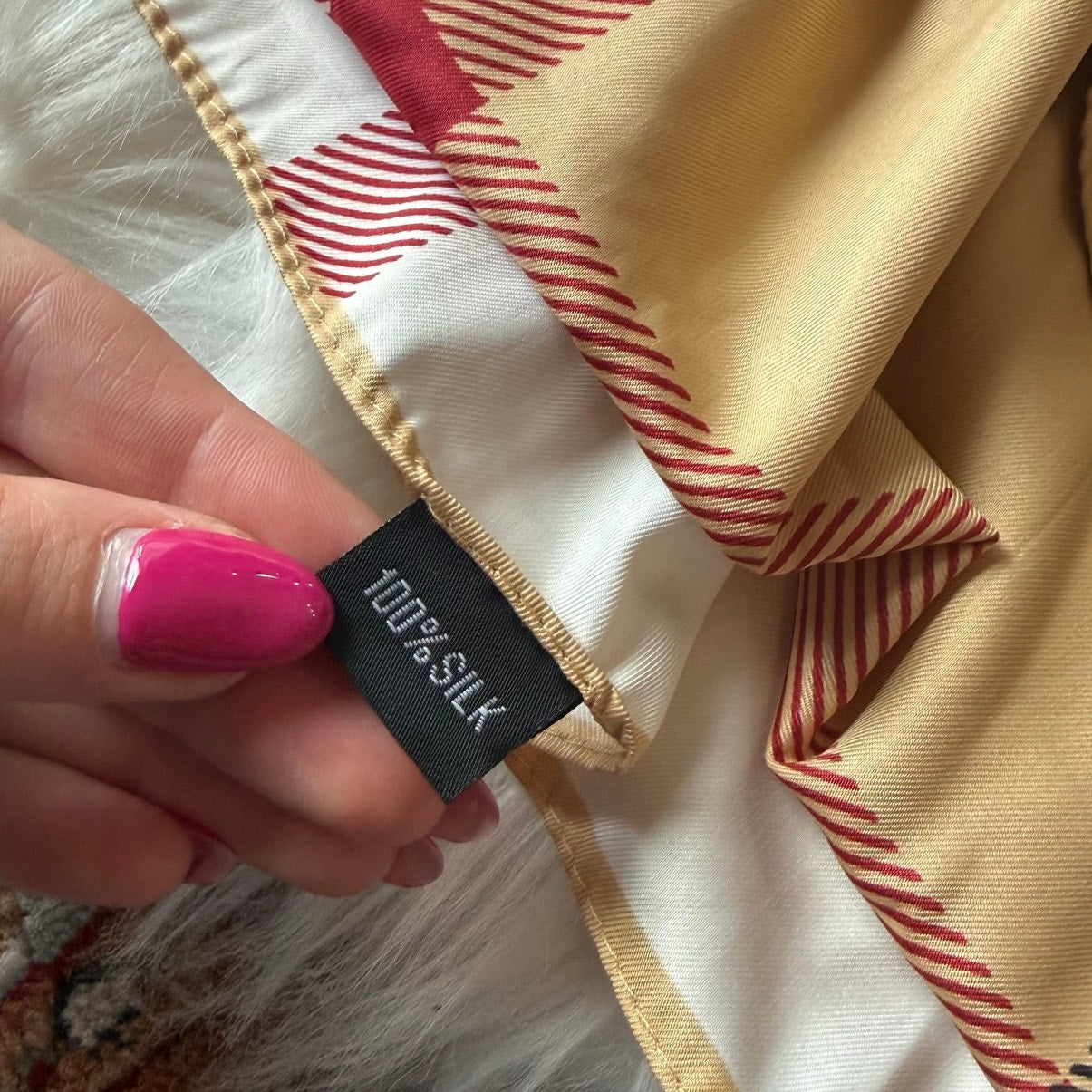Vintage Plaid Silk Scarf