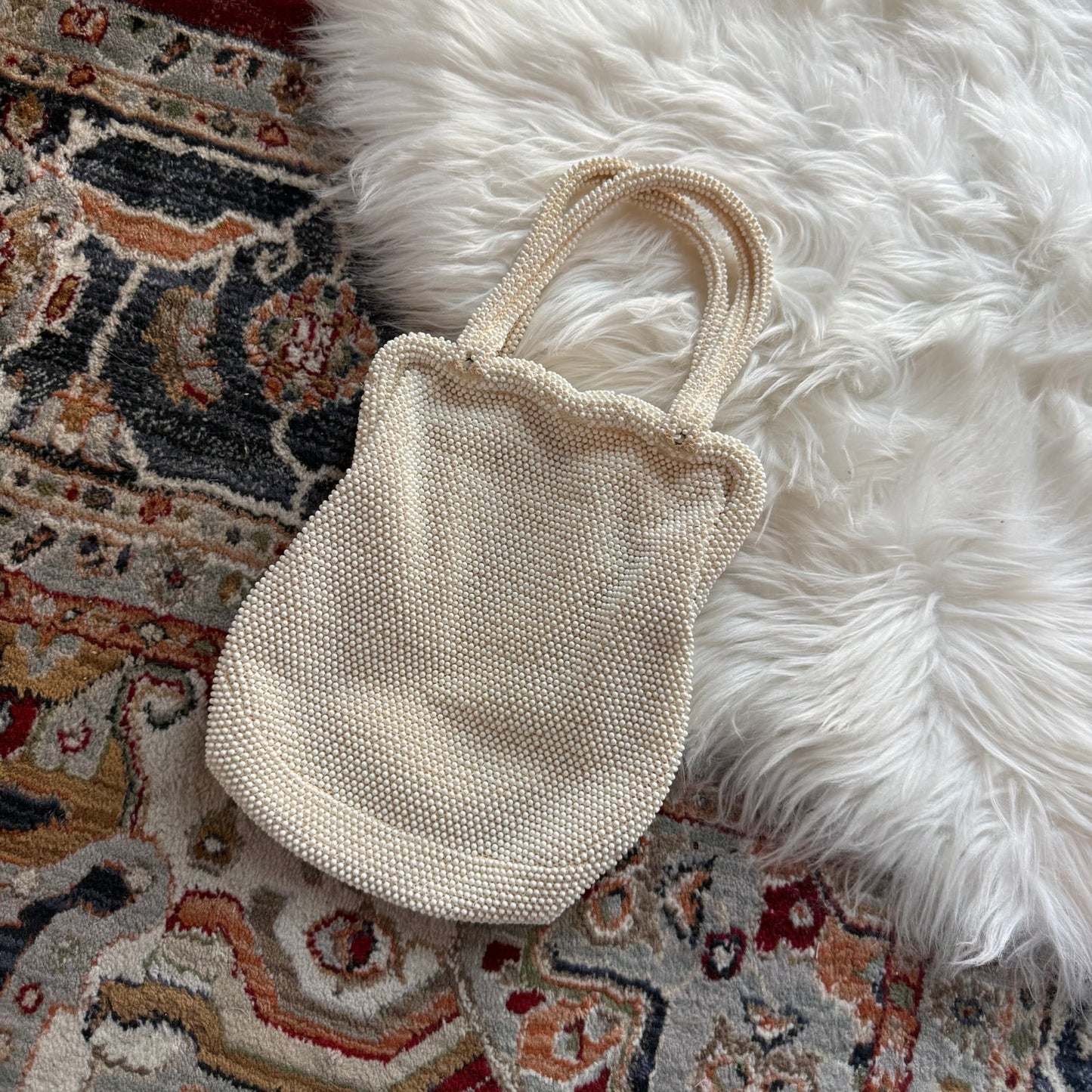 Vintage White Beaded Evening Mini Bag