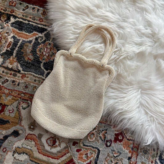 Vintage White Beaded Evening Mini Bag