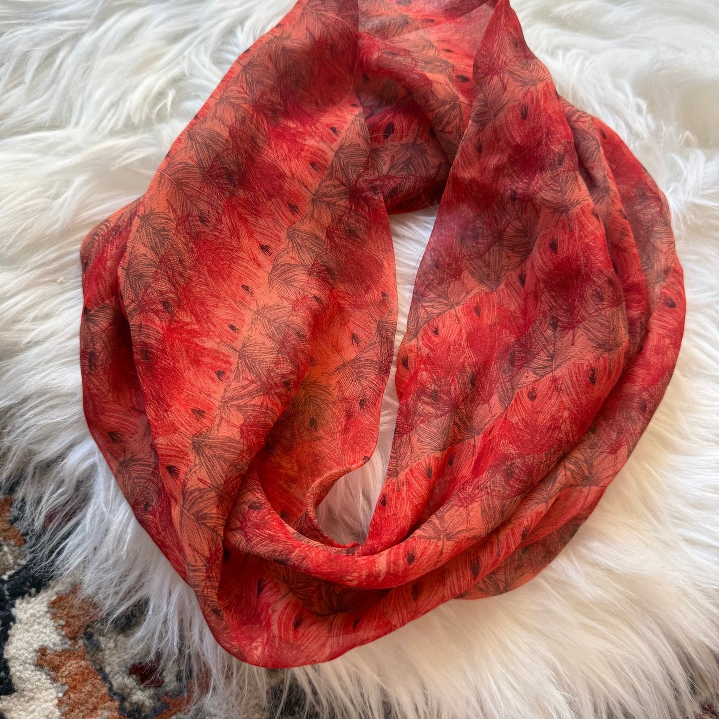 Vintage Vera 100% Silk Infinity Round Scarf
