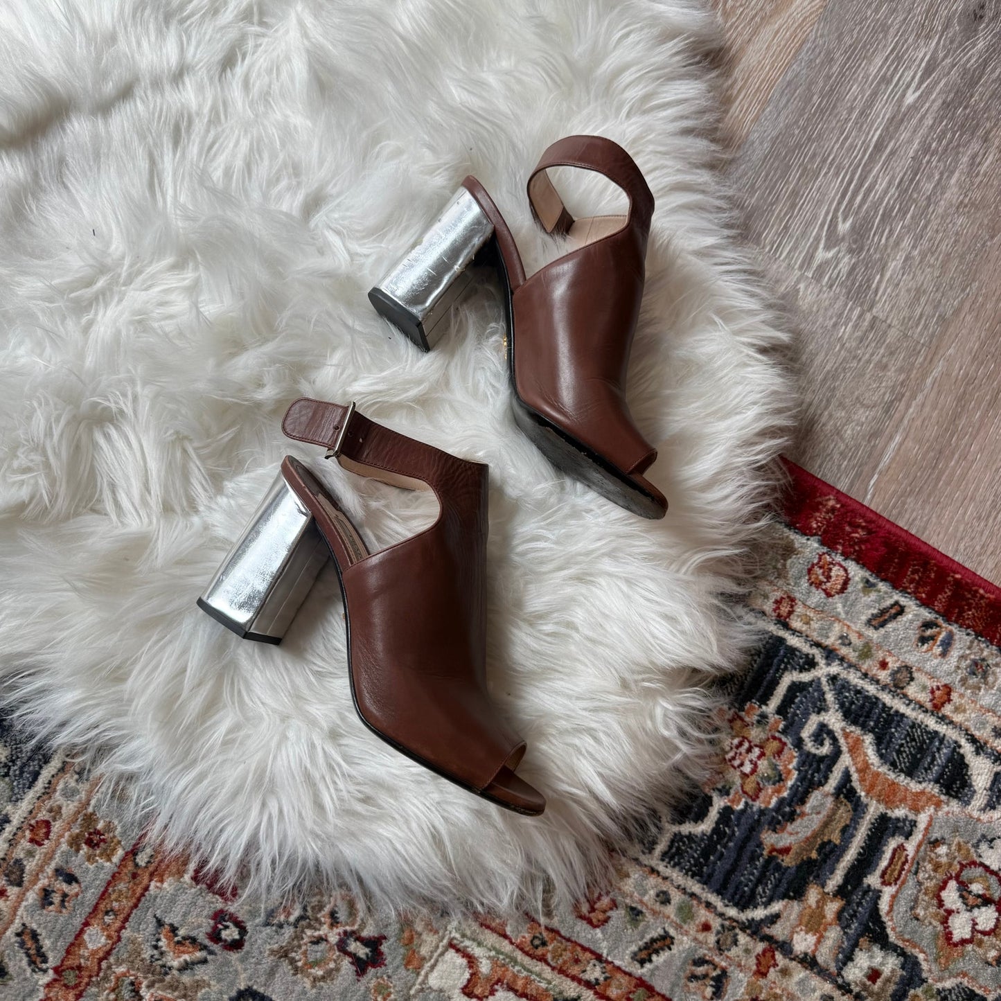 Prada Authentic Leather Sandal Heels - best for size 8.5/9