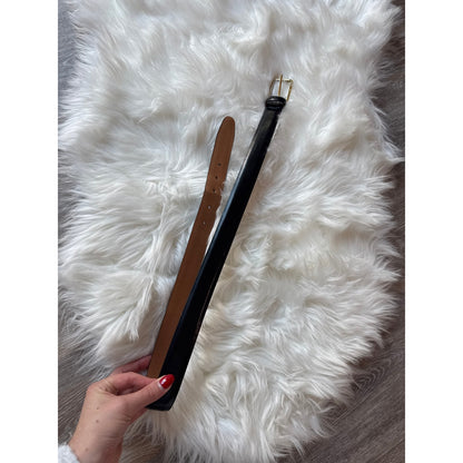 Vintage Black Cowhide Leather Belt - Size 36