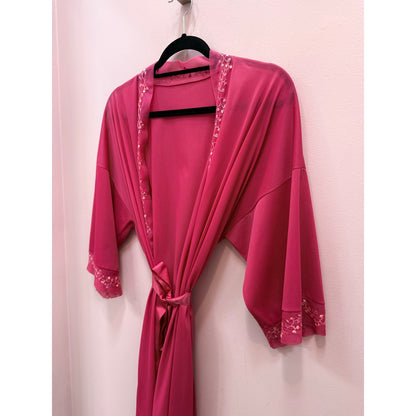 Vintage 1960s Vanity Fair Pink Beaded Robe - EUC, Size Small, Nylon