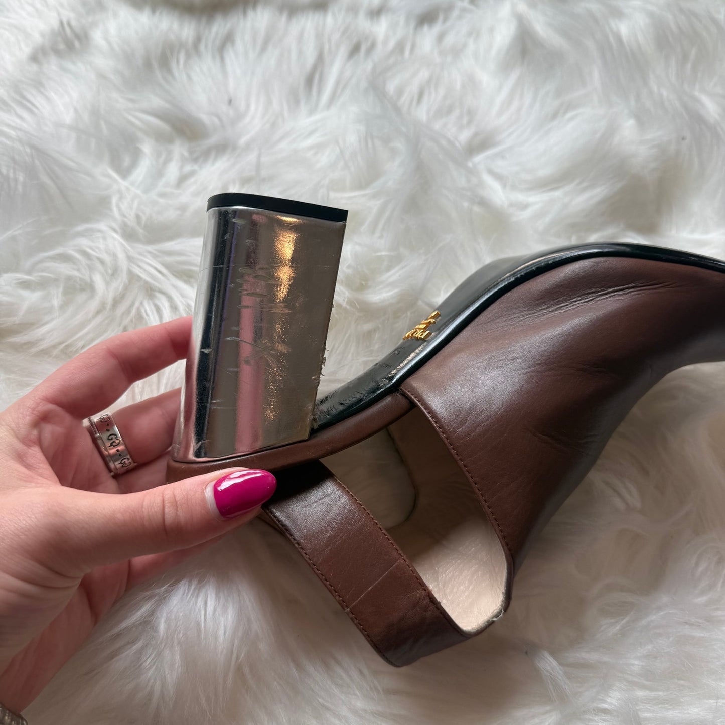 Prada Authentic Leather Sandal Heels - best for size 8.5/9