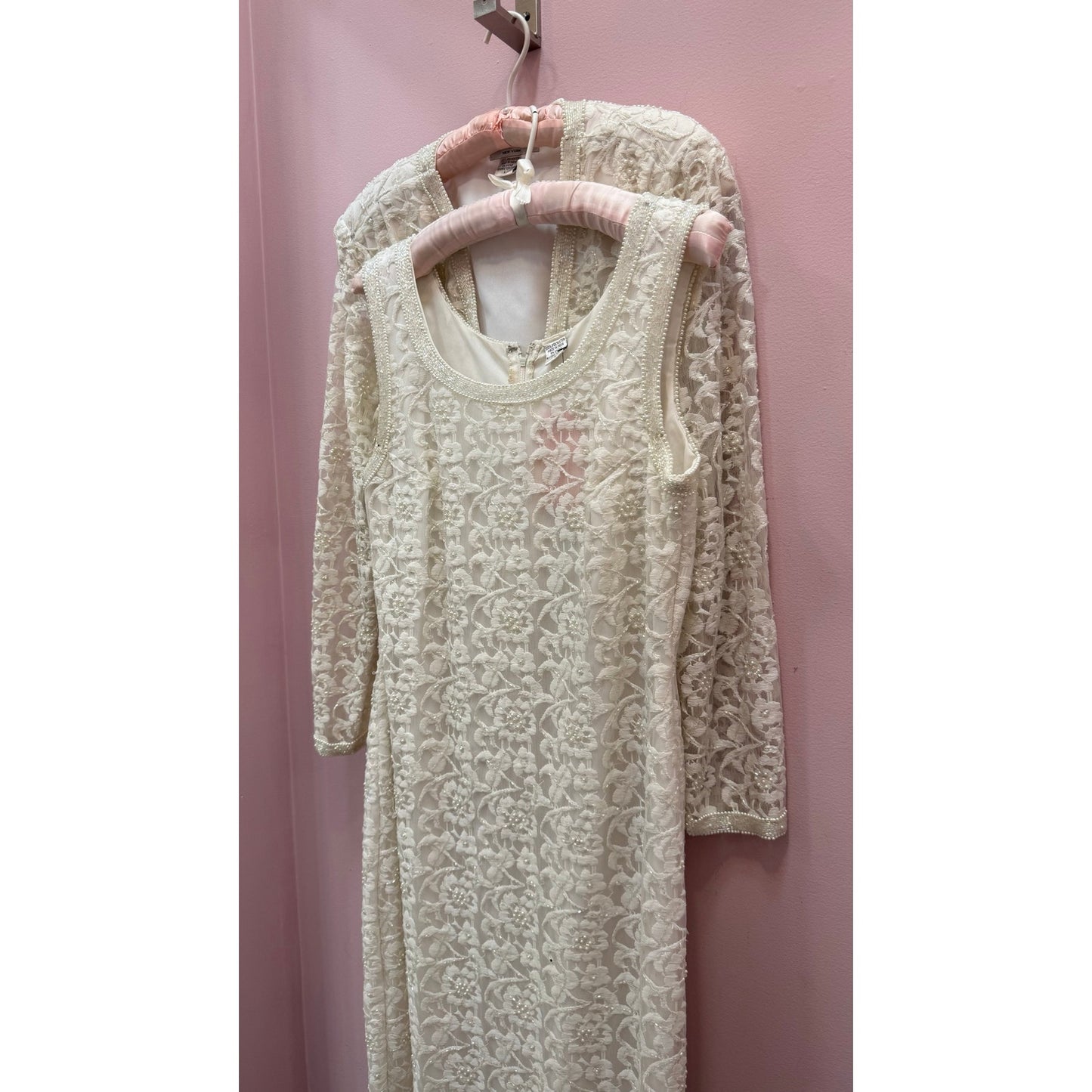 Vintage Laurence Kazar 2 Pc Beaded Bridal Set - Jacket and Dress Size L