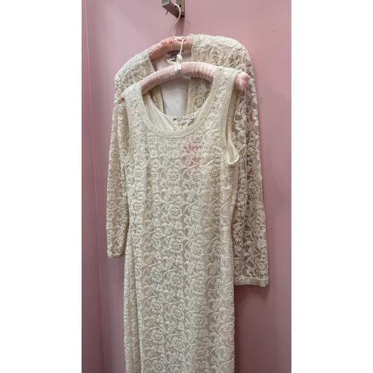 Vintage Laurence Kazar 2 Pc Beaded Bridal Set - Jacket and Dress Size L