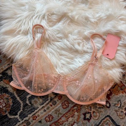 Eres Paris Designer Pink Delicate Lace Bra - 34D