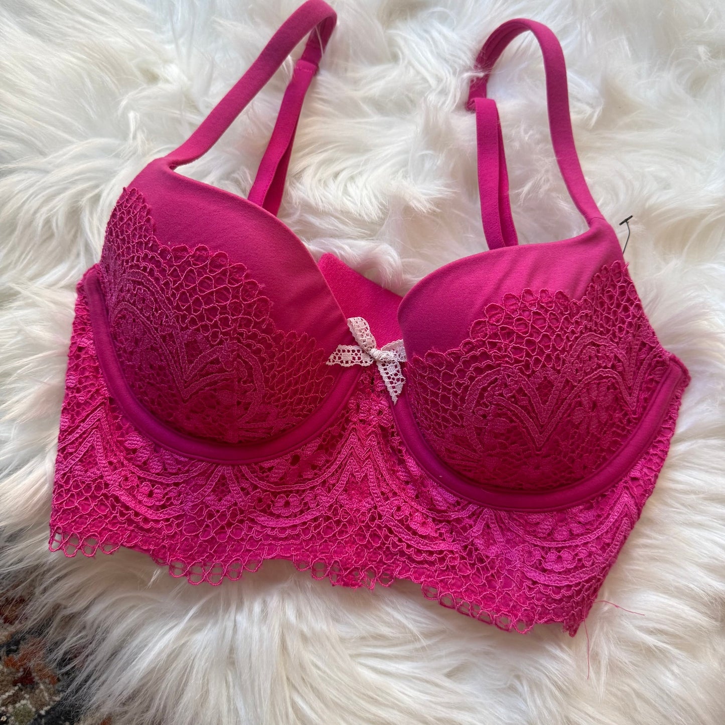 Victoria's Secret Body by Victoria "Lined Demi" Pink Lace Bra - 34B