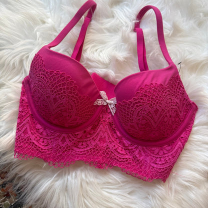 Victoria's Secret Body by Victoria "Lined Demi" Pink Lace Bra - 34B