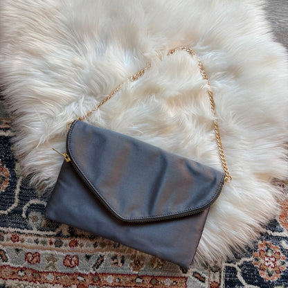 J. Crew Grey Satin Clutch/Chain Bag - New