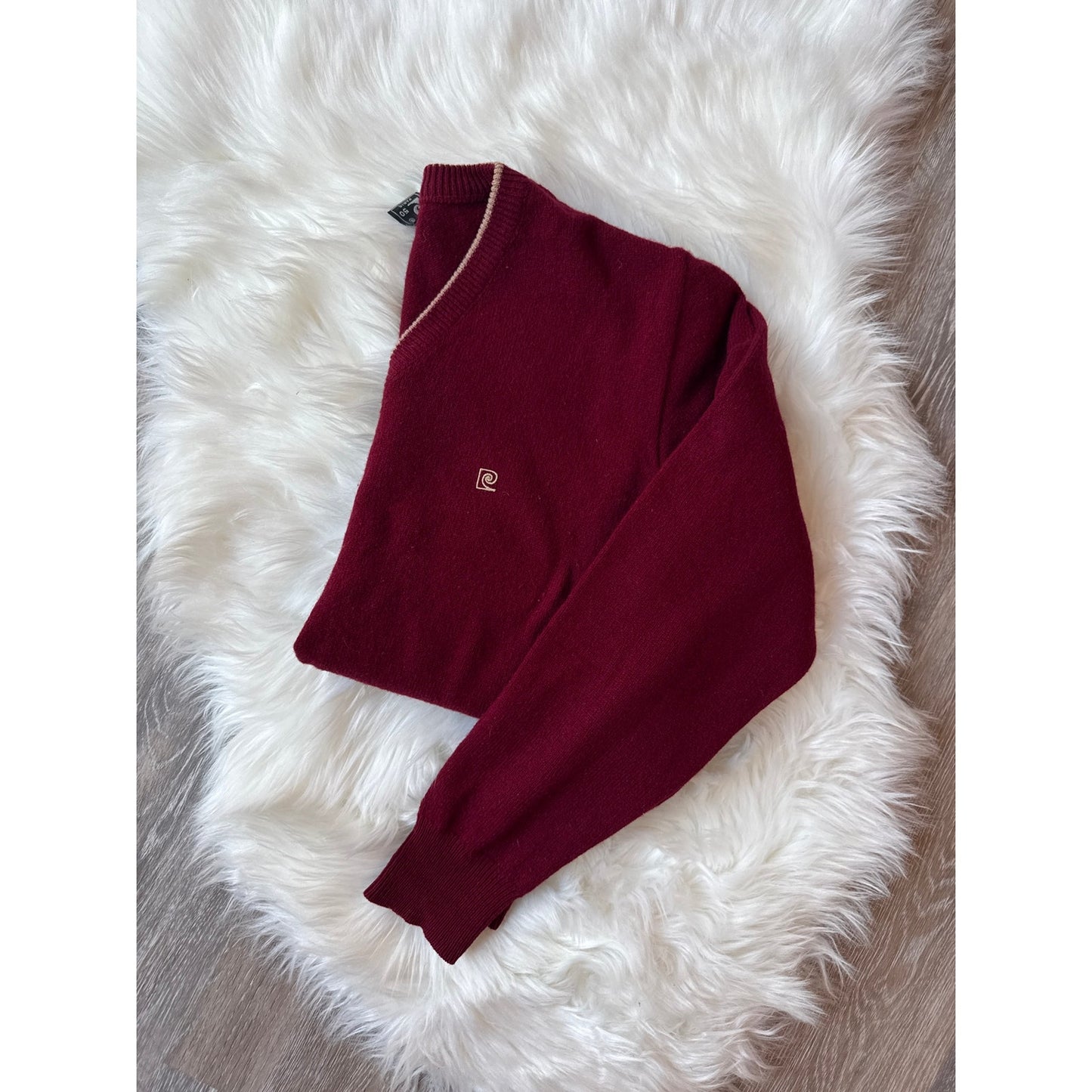 Vintage Pierre Cardin Paris V-Neck Sweater 100% Wool - Size M