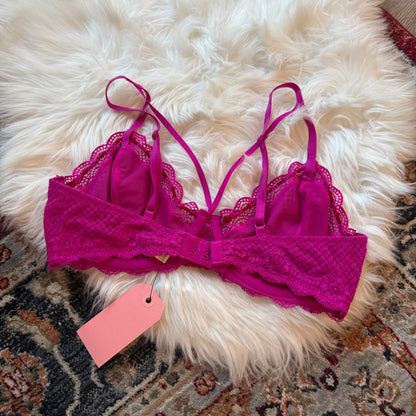 Pink Delicate Lace Strappy Bra - 36D