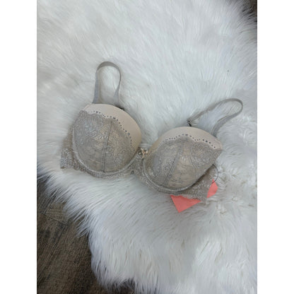 Victoria's Secret Grey Lace Bra - Size 34D