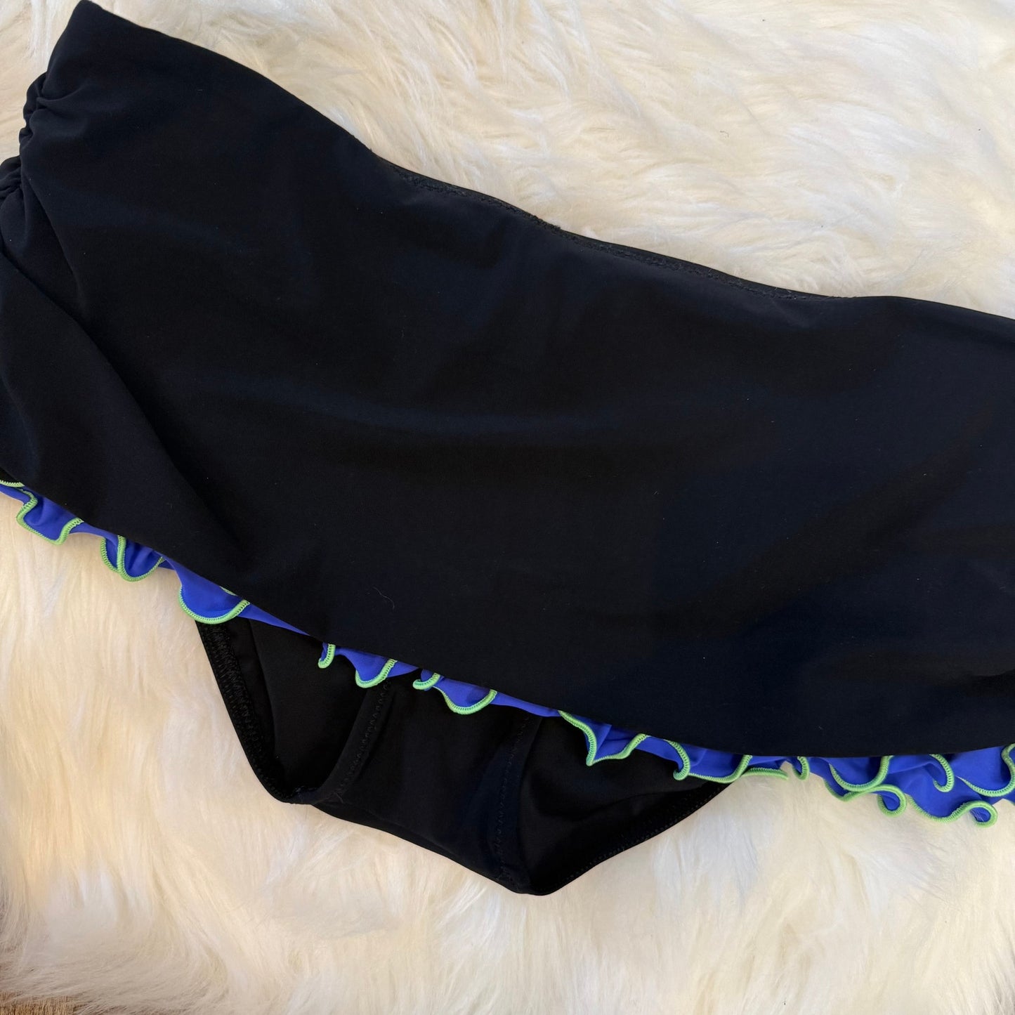 Vintage Black Ruffle Swim Micro Skirt - S/M
