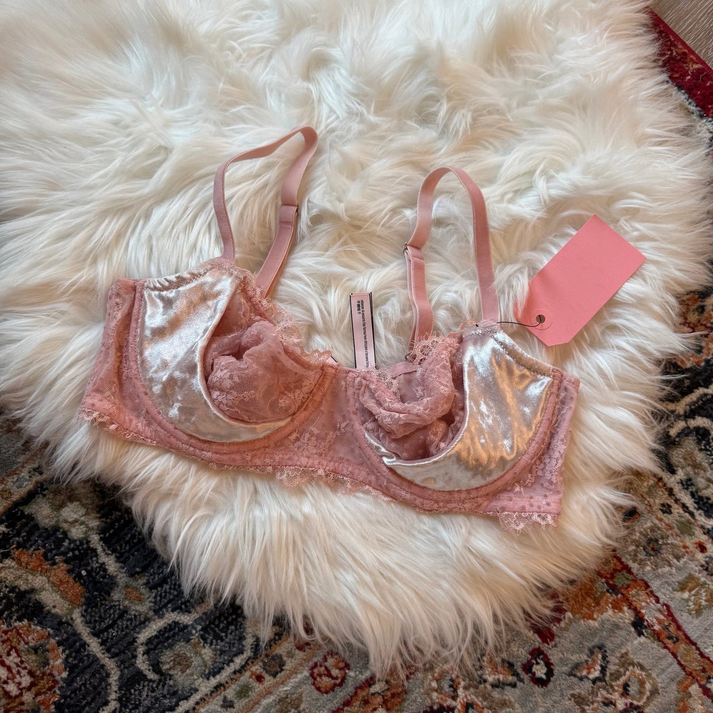 Victoria's Secret "Push Up Without Padding" Dainty Pink Velvet Bra - 36C