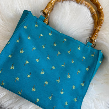Vintage Y2K Palm Tree Bag with Bamboo Handles