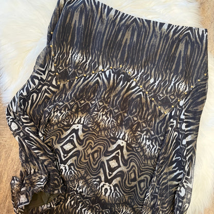 Vintage Animal Print 100% Silk Skirt