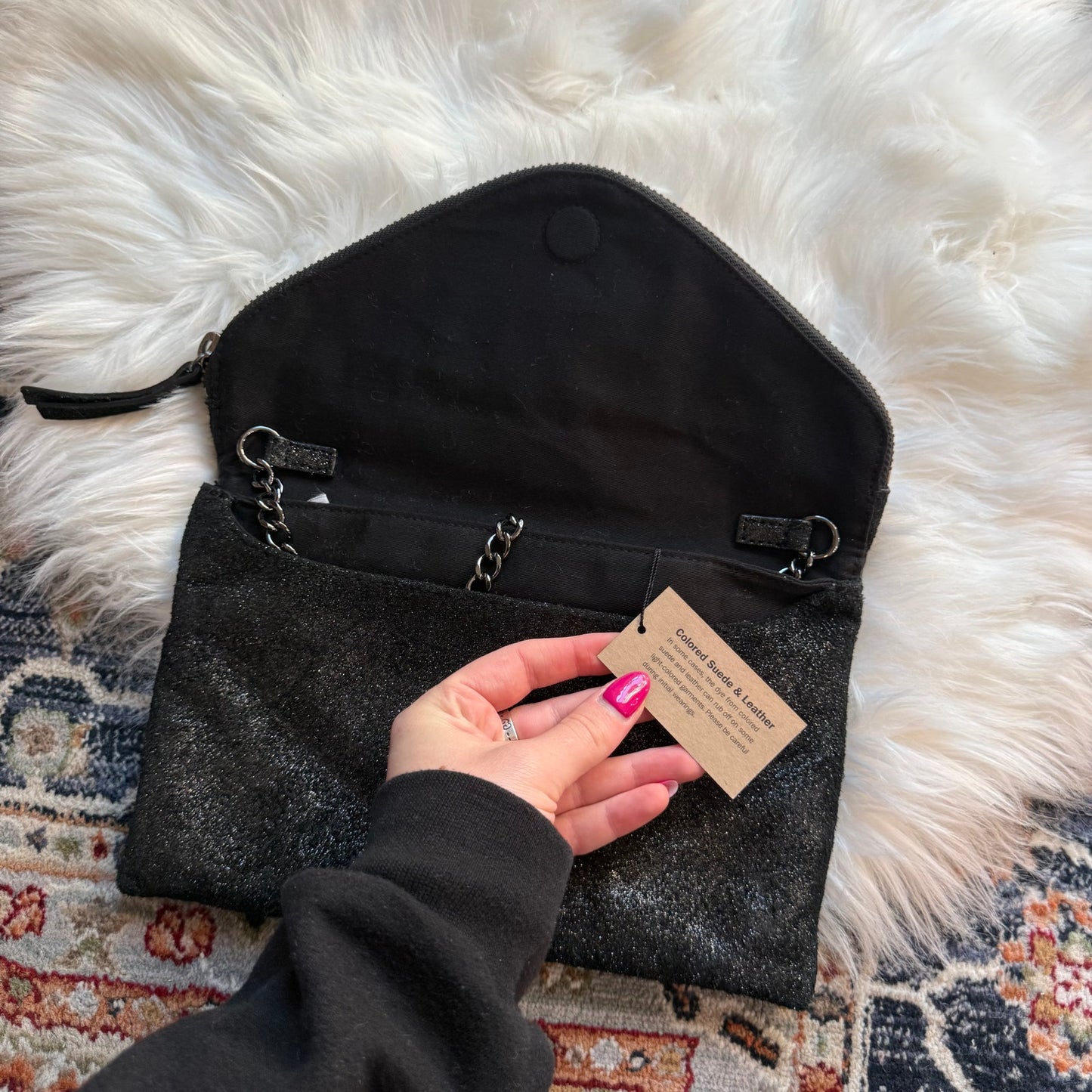 J. Crew Sparkle Suede Clutch/Chain Bag - New