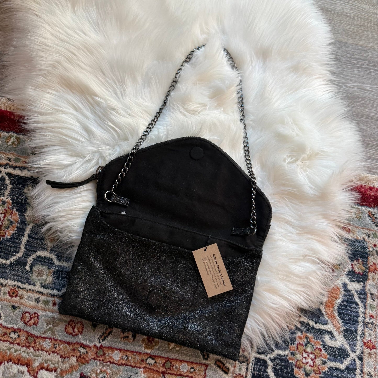 J. Crew Sparkle Suede Clutch/Chain Bag - New