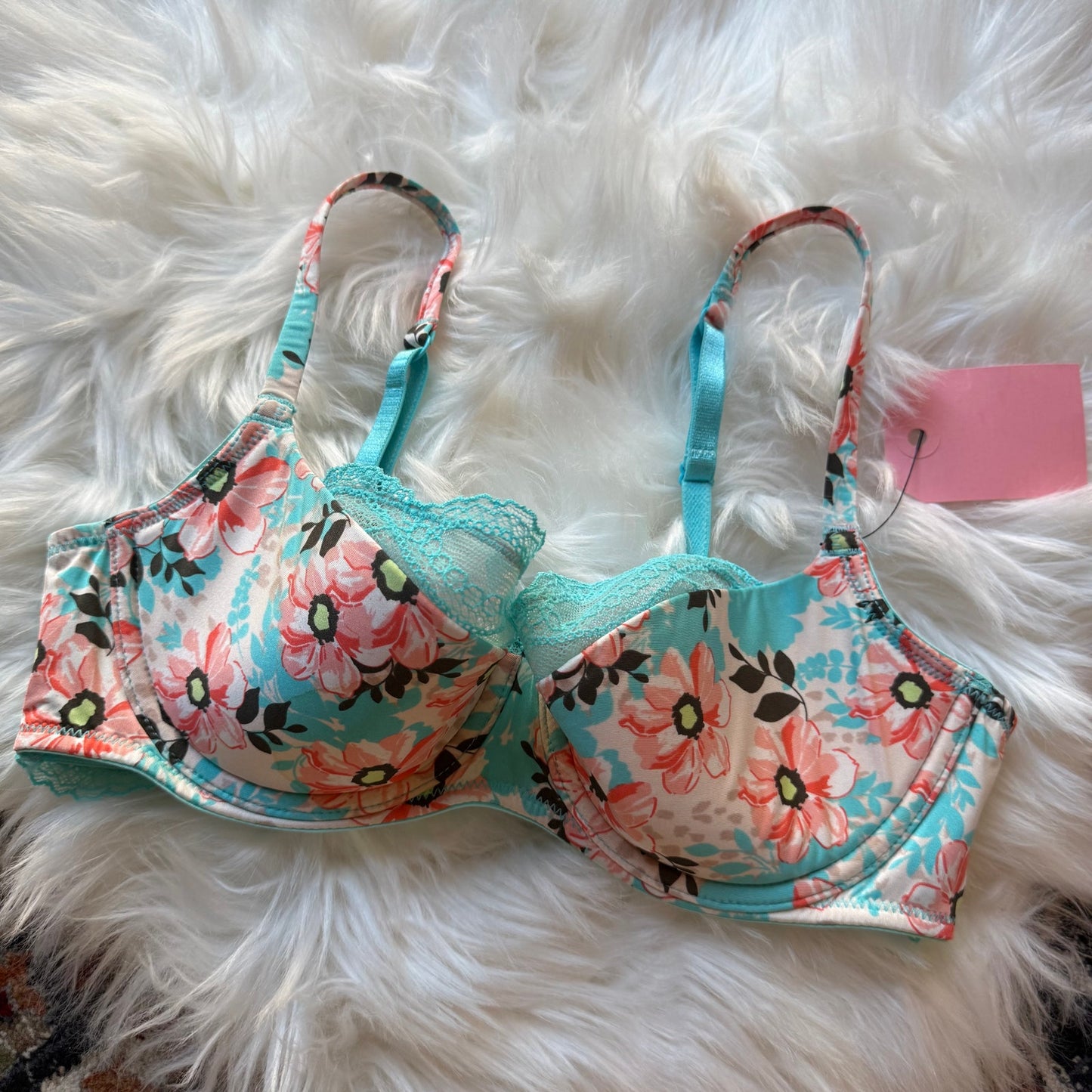 B. Tempt'd Blue Floral Bra - 34C