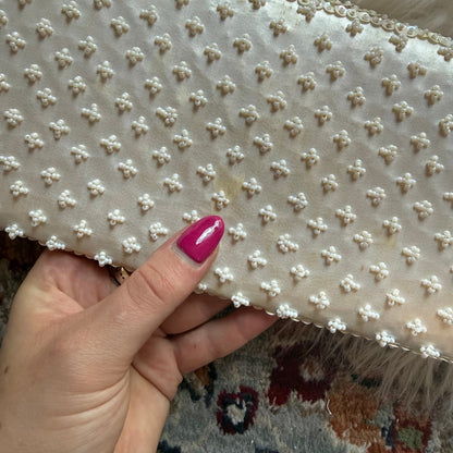 Vintage Walborg Richere White Beaded Evening Bag Clutch