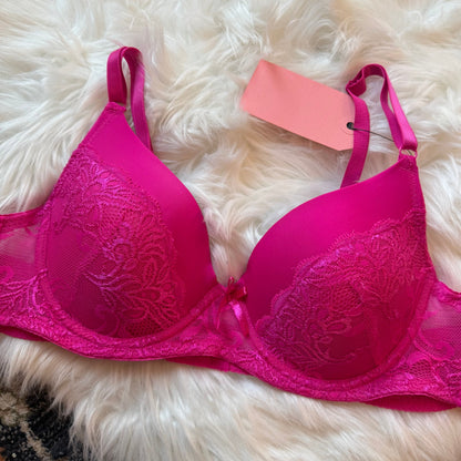 Vintage Y2K Hot Pink Satin Bra - 36C