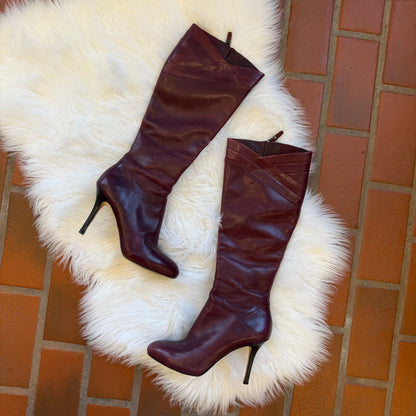 Via Spiga Italian Designer High Leather Boots - Size 7, Narrow Calf