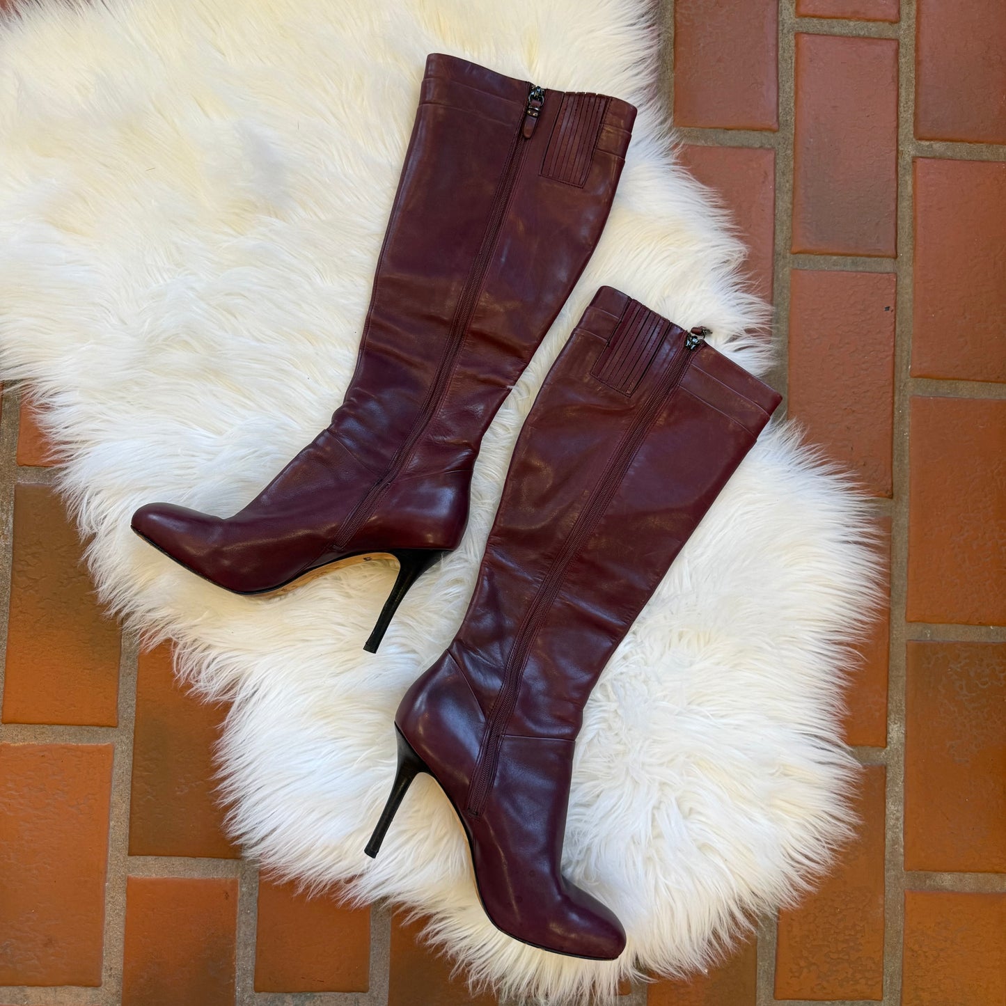 Via Spiga Italian Designer High Leather Boots - Size 7, Narrow Calf