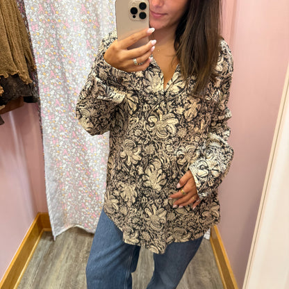 Polo Ralph Lauren Floral Pattern Henley Blouse