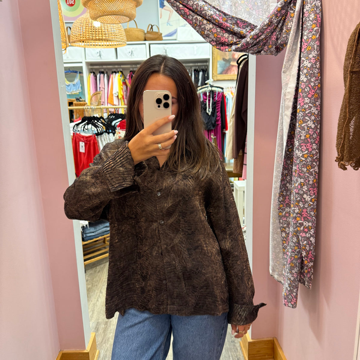 Vintage Chico's "Snakeskin" Satin Blouse - S/M