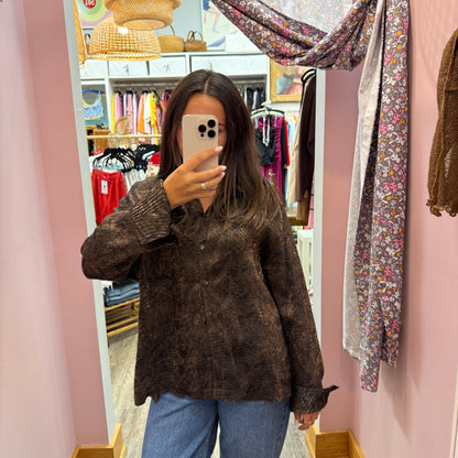 Vintage Chico's "Snakeskin" Satin Blouse - S/M