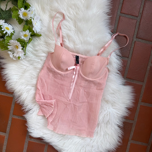 Vintage Crepe Pleated Ballerina Cami Top - Size S/M