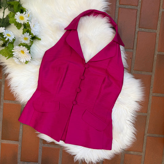 Ann Taylor Vintage 100% Silk Blazer Halter Top - Size S