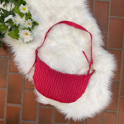 Pink Faux Vegan Leather Shoulder Bag - New