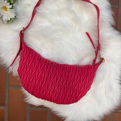 Pink Faux Vegan Leather Shoulder Bag - New