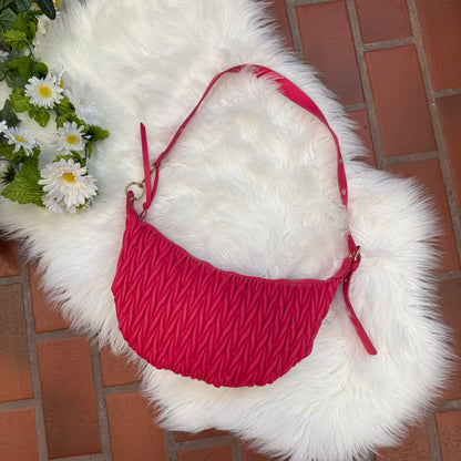Pink Faux Vegan Leather Shoulder Bag - New