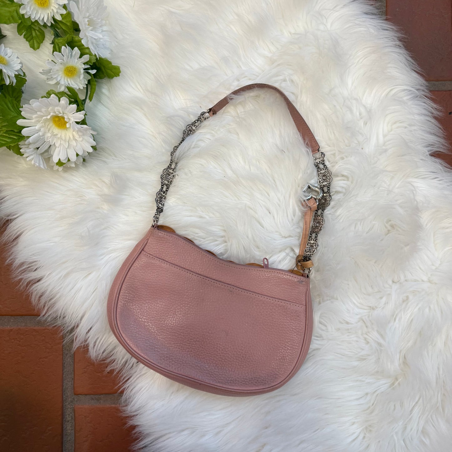 Brighton Vintage RARE Flower Leather Pink Mini Handbag - New