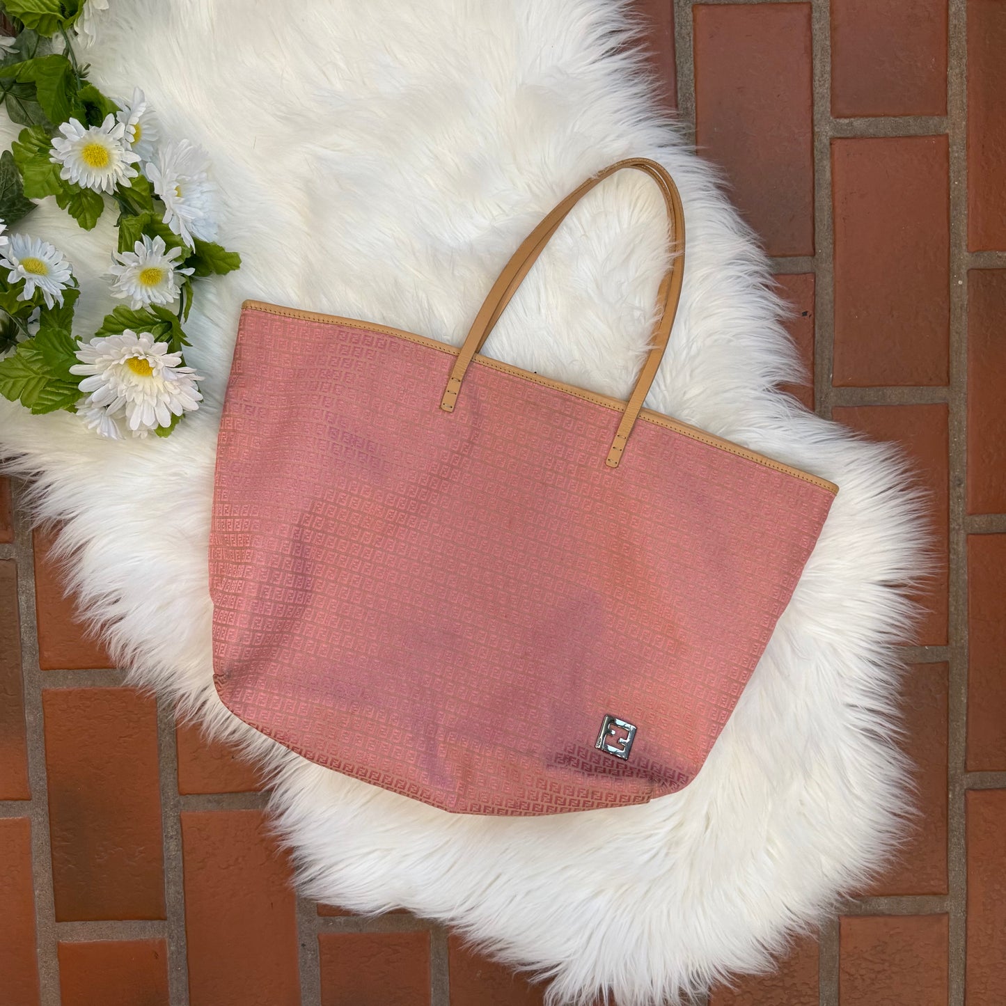 Fendi Authentic Vintage Monogram Pink Tote - Excellent Condition