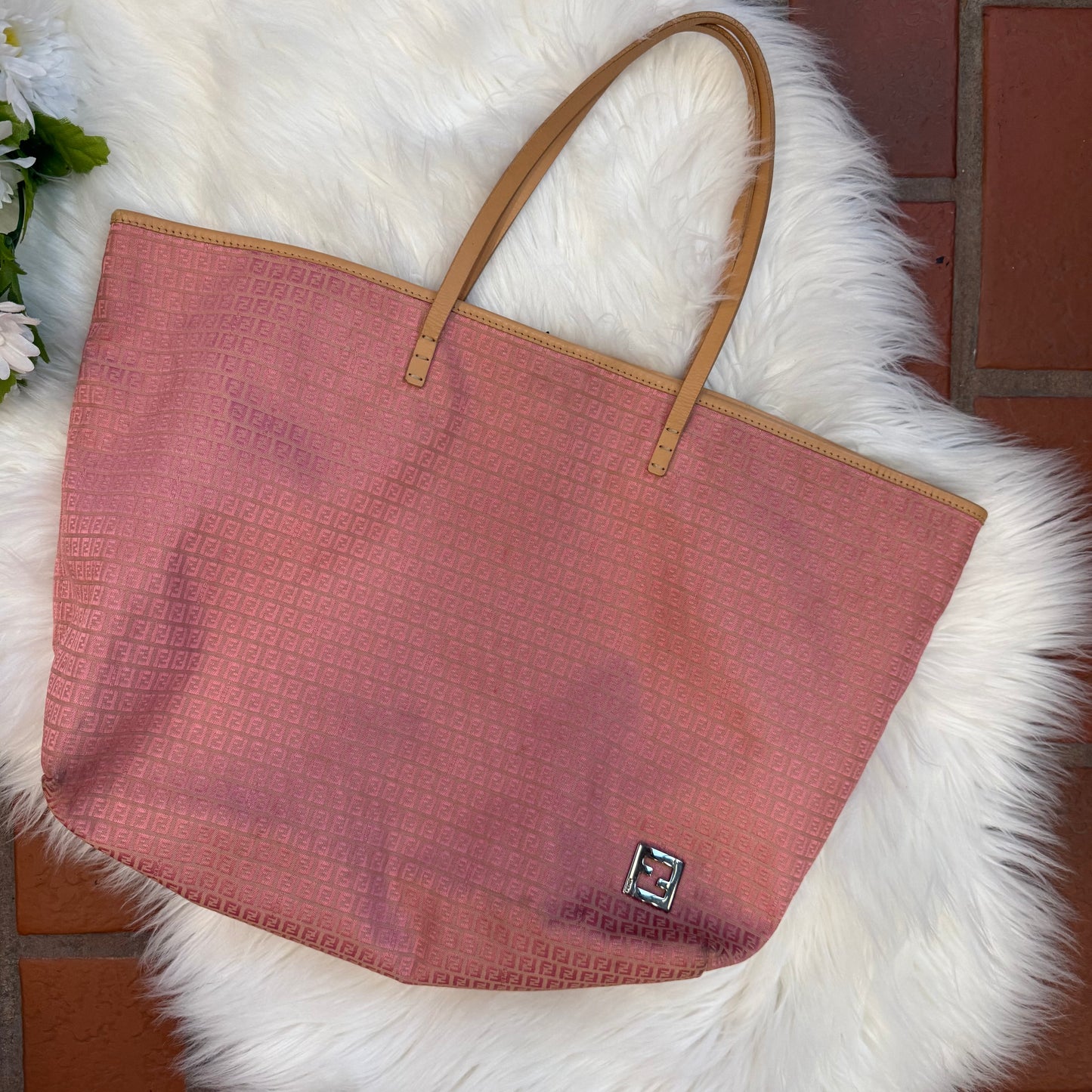 Fendi Authentic Vintage Monogram Pink Tote - Excellent Condition