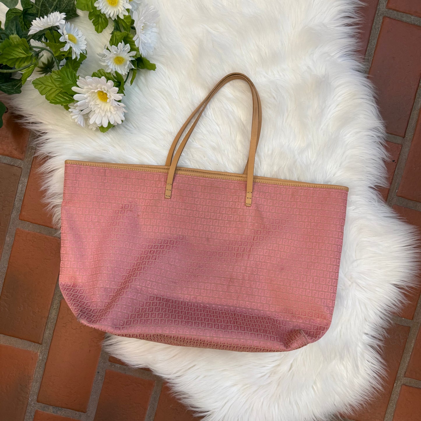 Fendi Authentic Vintage Monogram Pink Tote - Excellent Condition