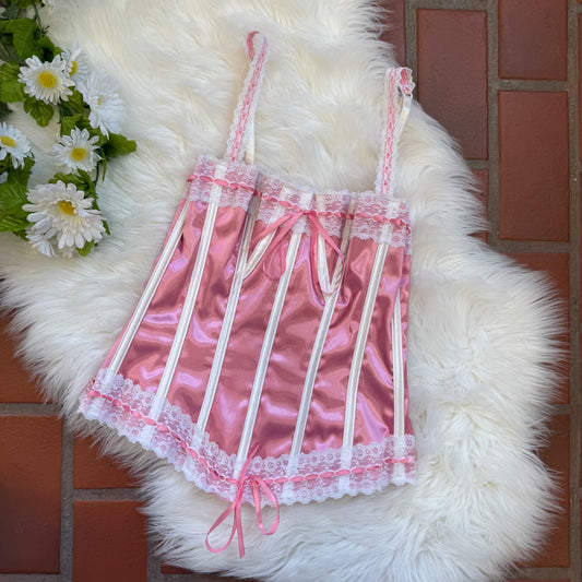 Frederick's of Hollywood Vintage Pink Lace Corset/Bustier - XS/S