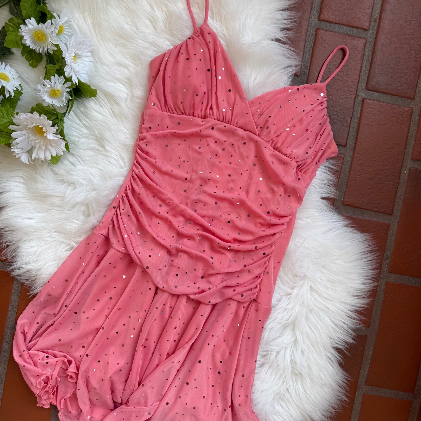 Vintage 1990s Pink Sparkle Gown - Size S, M, L