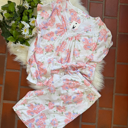 Vintage Floral Cottagecore Cotton Lounge Set - L/1X