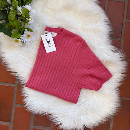 Vintage Cable Knit Short Sleeve Crew
