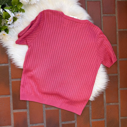 Vintage Cable Knit Short Sleeve Crew