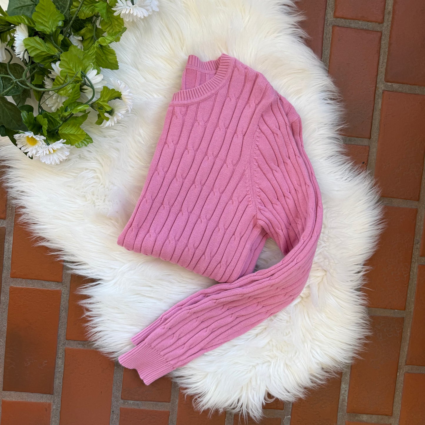 Vintage Soft Purple/Pink Cable Knit Crewneck